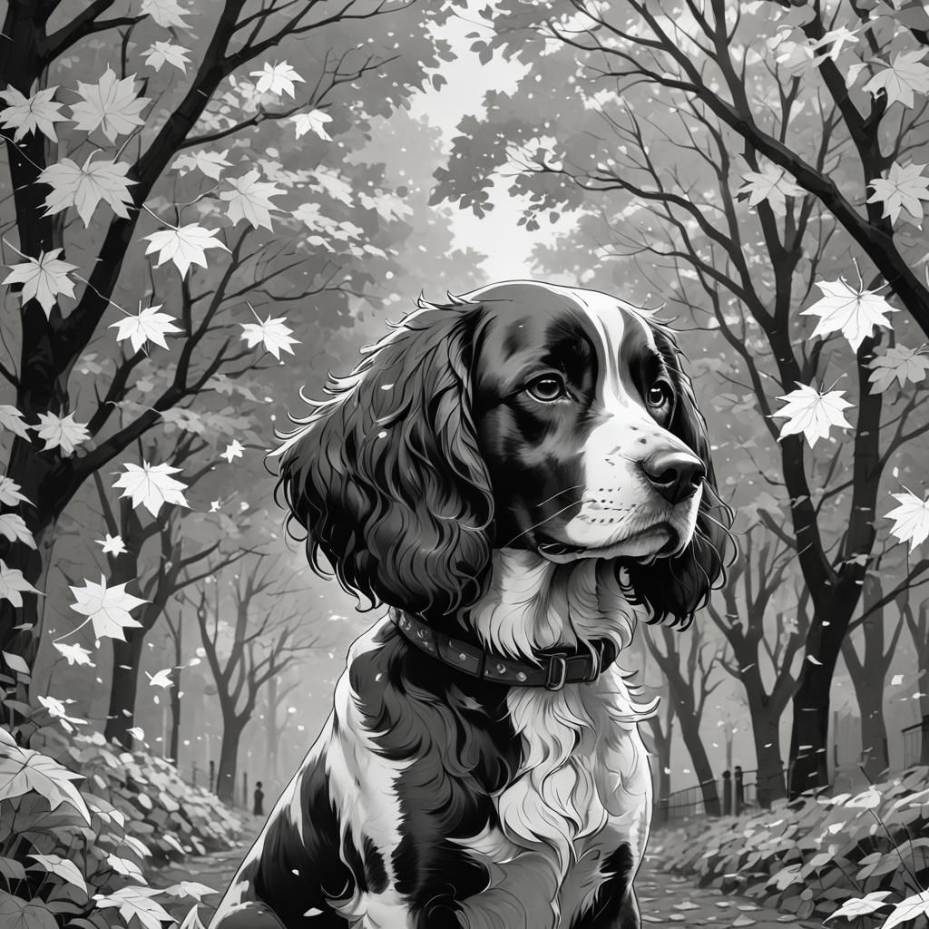 Springer Spaniel with Martial Artist in Manga Style