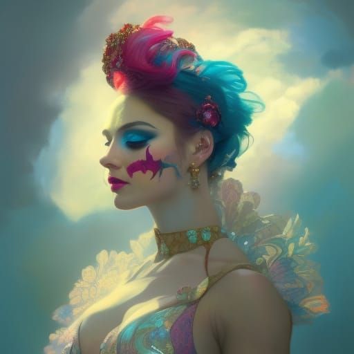 Vibrant Circus Dancer in Elaborate Costume