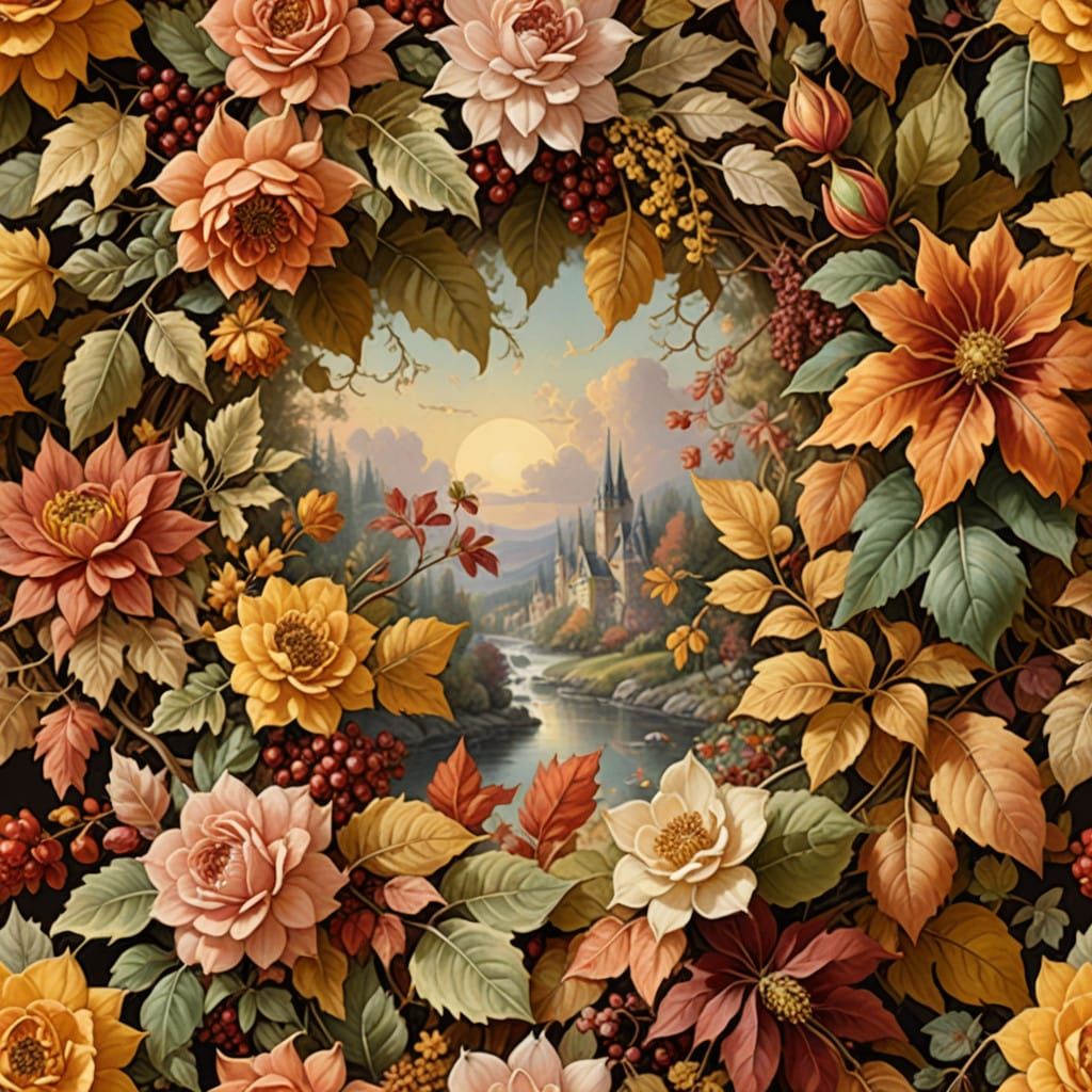 Inside a frame of flowers...