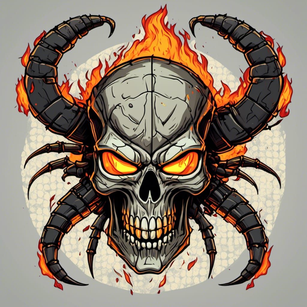 Flaming Skull Head