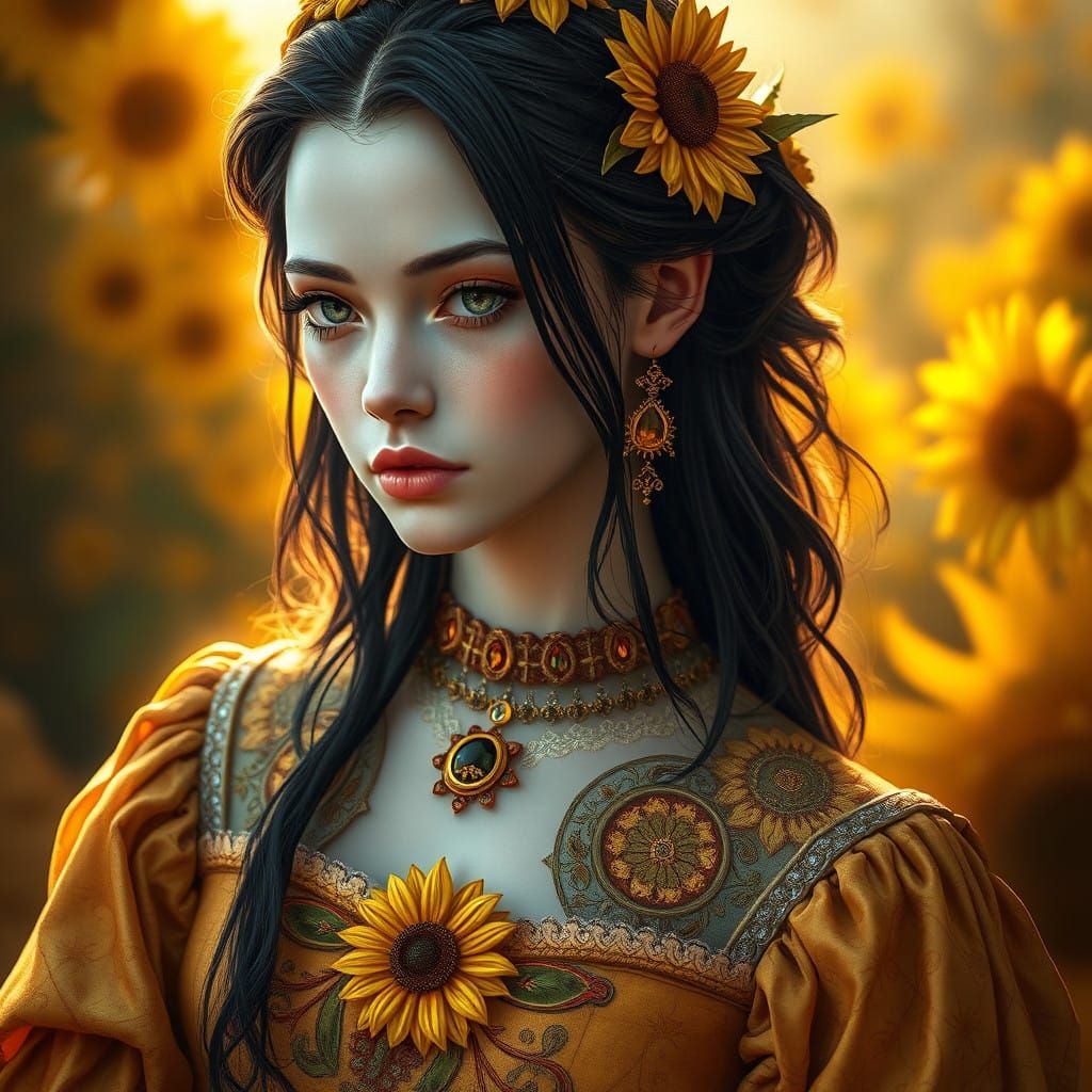 Hyper Realistic Portrait in Sunflower Aesthetic