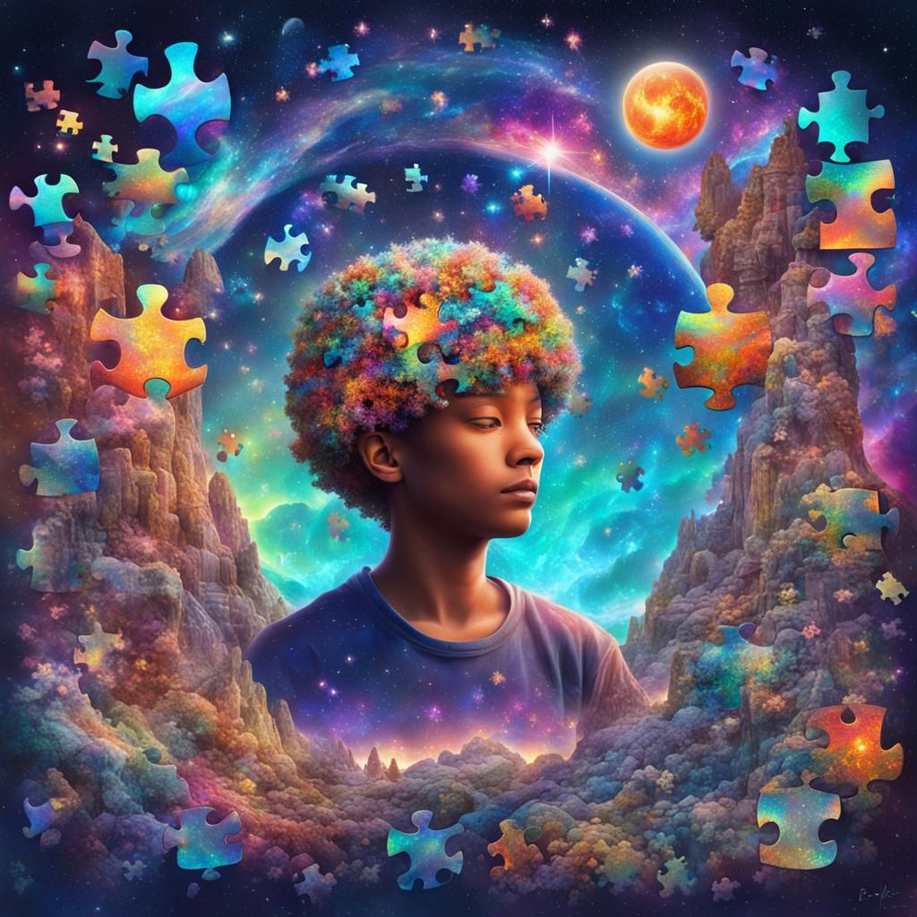 Puzzle Piece Dreamer in Astral Illustration Style
