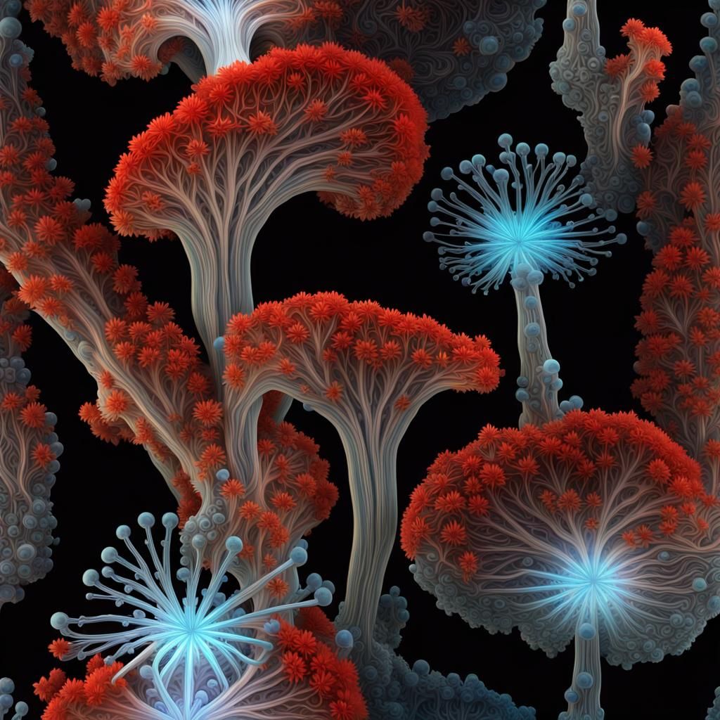 Bioluminescent Alien Plant with Fibonacci Petals