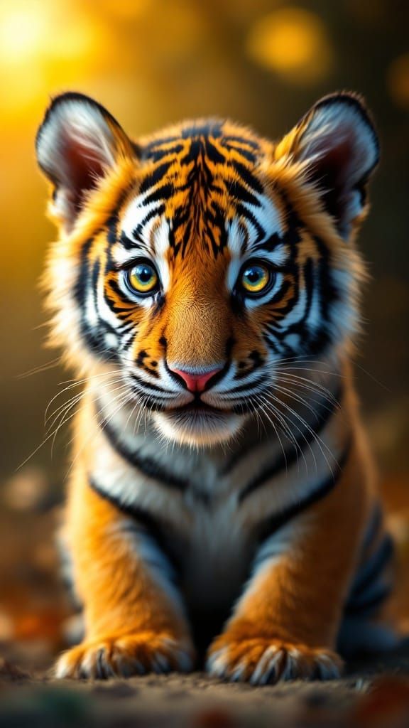 Vibrant Tiger Portrait in Soft Golden Light
