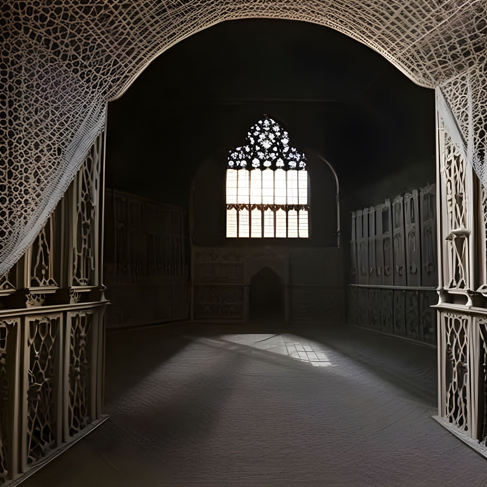 Gothic Storage Room with Spiderwebs of Shadow