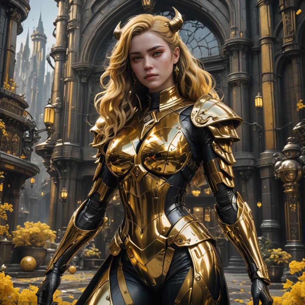 Chrome Hufflepuff Girl in Detailed Matte Painting