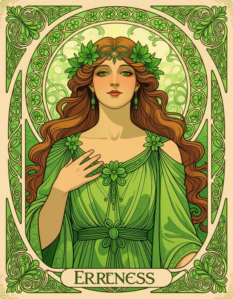 Art Nouveau Evergreen Princess Portrait