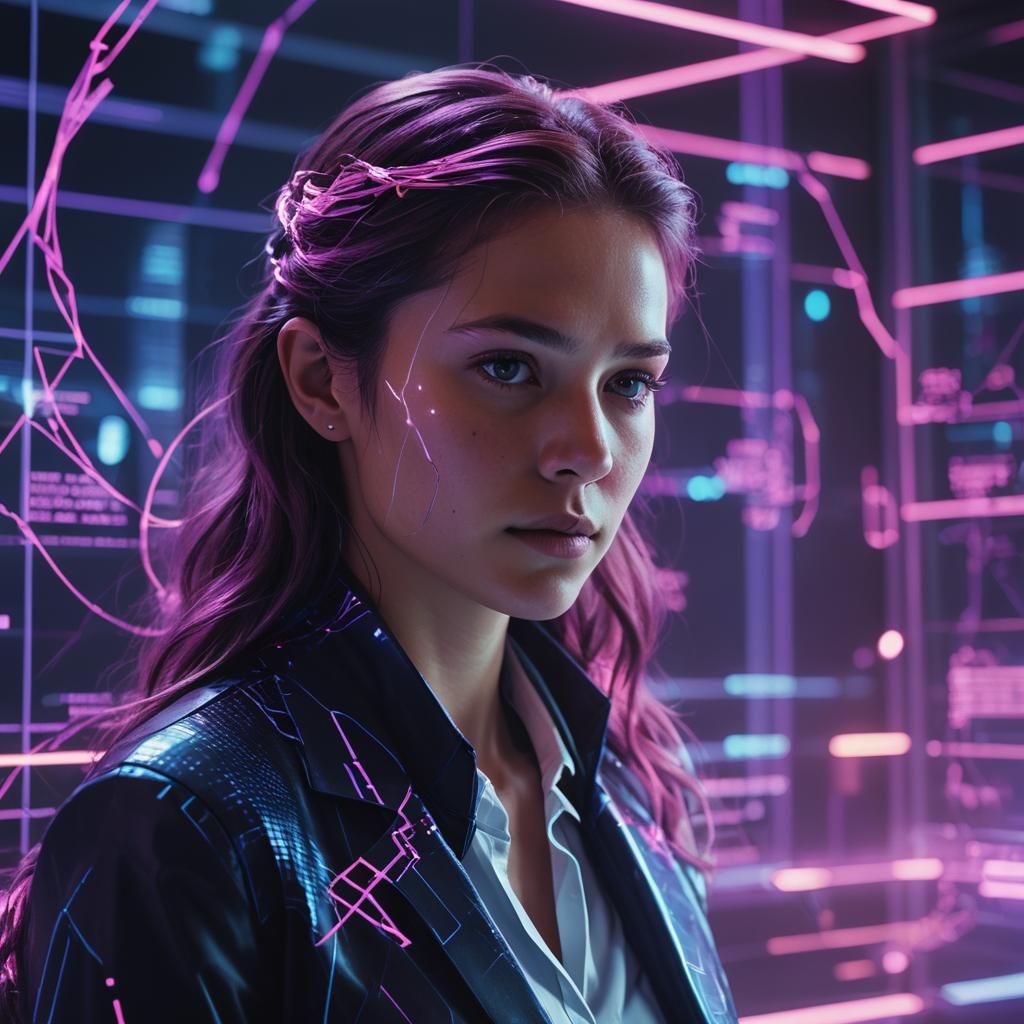 Investor Studies Stocks on Holographic Screen