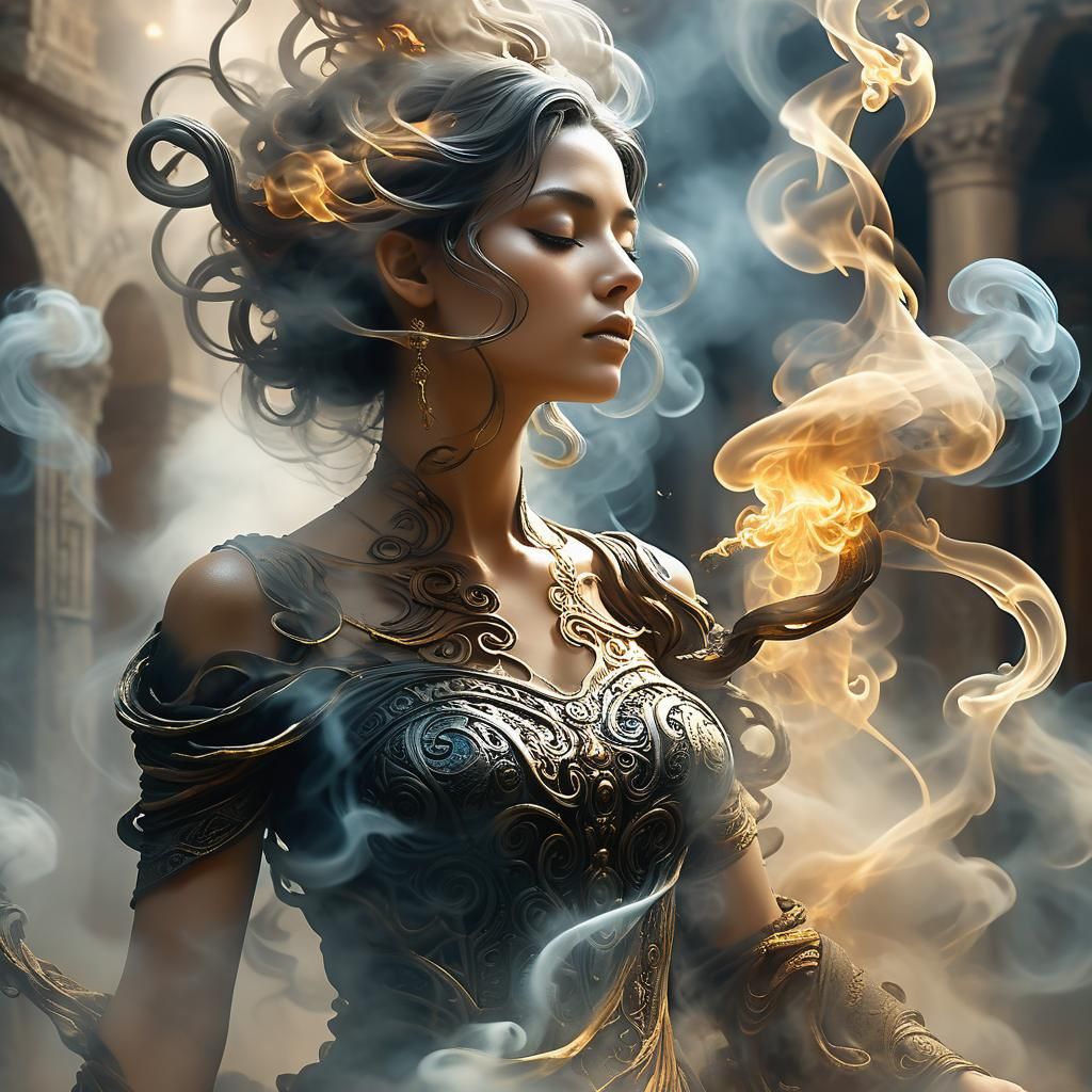 Smoke Elemental Materializes in Ancient Temple