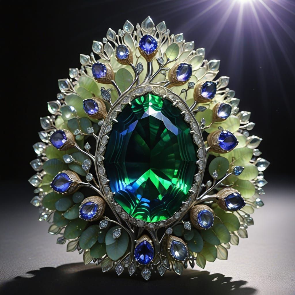Crystal Feijoa in Vibrant Emerald and Tanzanite