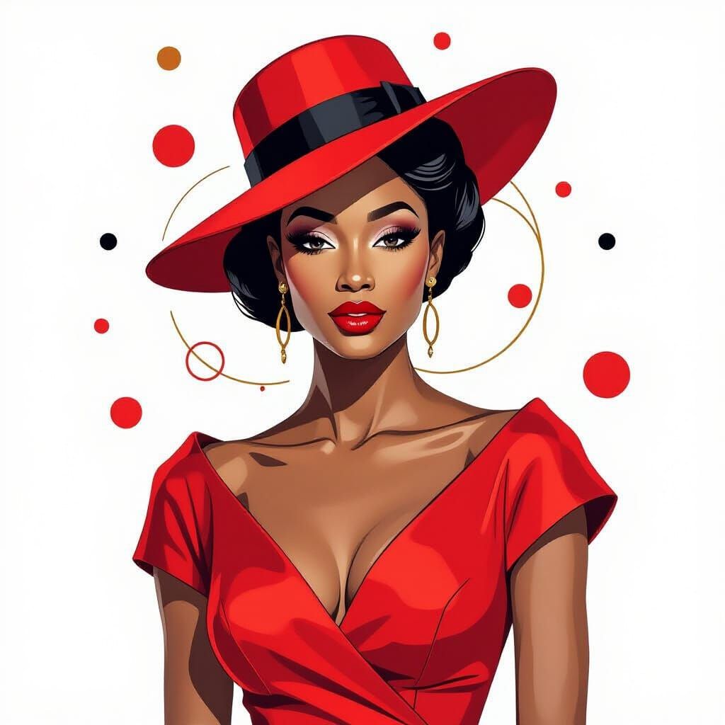 Elegant African American Woman Portrait in Minimal Halftone ...