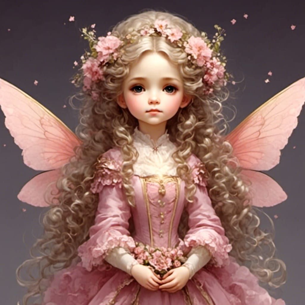 Cute Cartoon Fairy Girl in Nebula Landscape