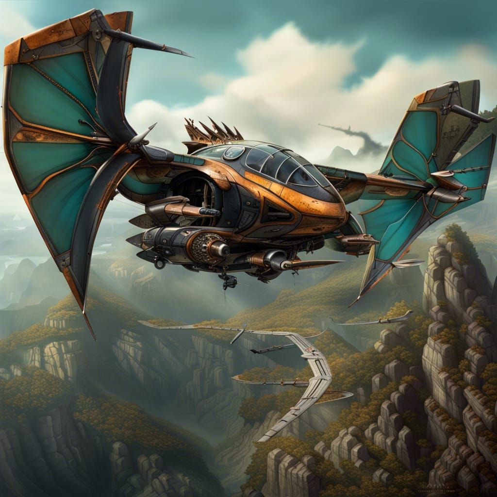 Wyvern-Inspired Dual Rotor Aircraft Concept Art