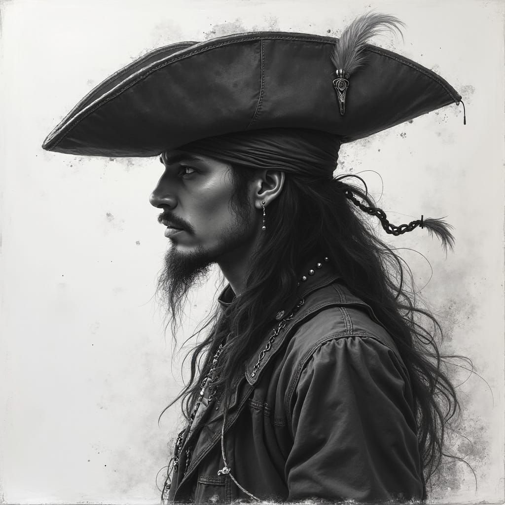 Pirate in Brushed Charcoal Sketch Style