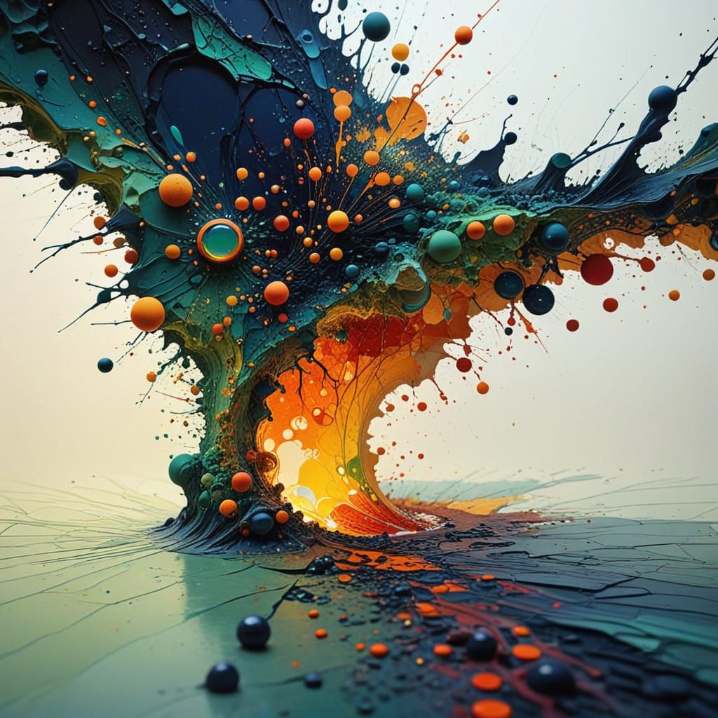 Vibrant Abstract Art with Cracked Texture