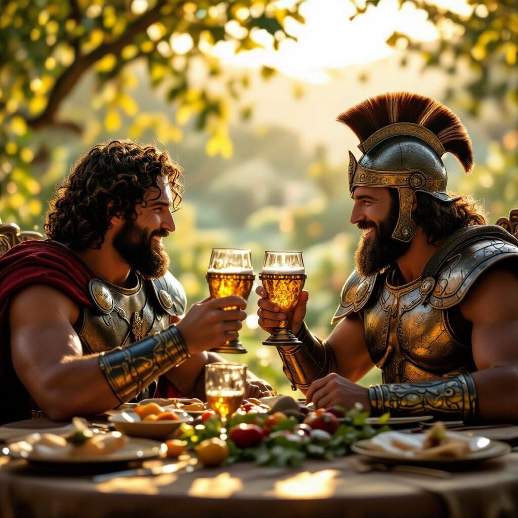 David and Goliath Feast in Paradise Garden