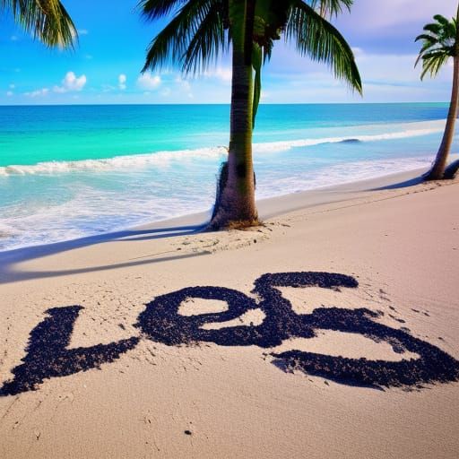 Tropical Beach: Letters in the Sand
