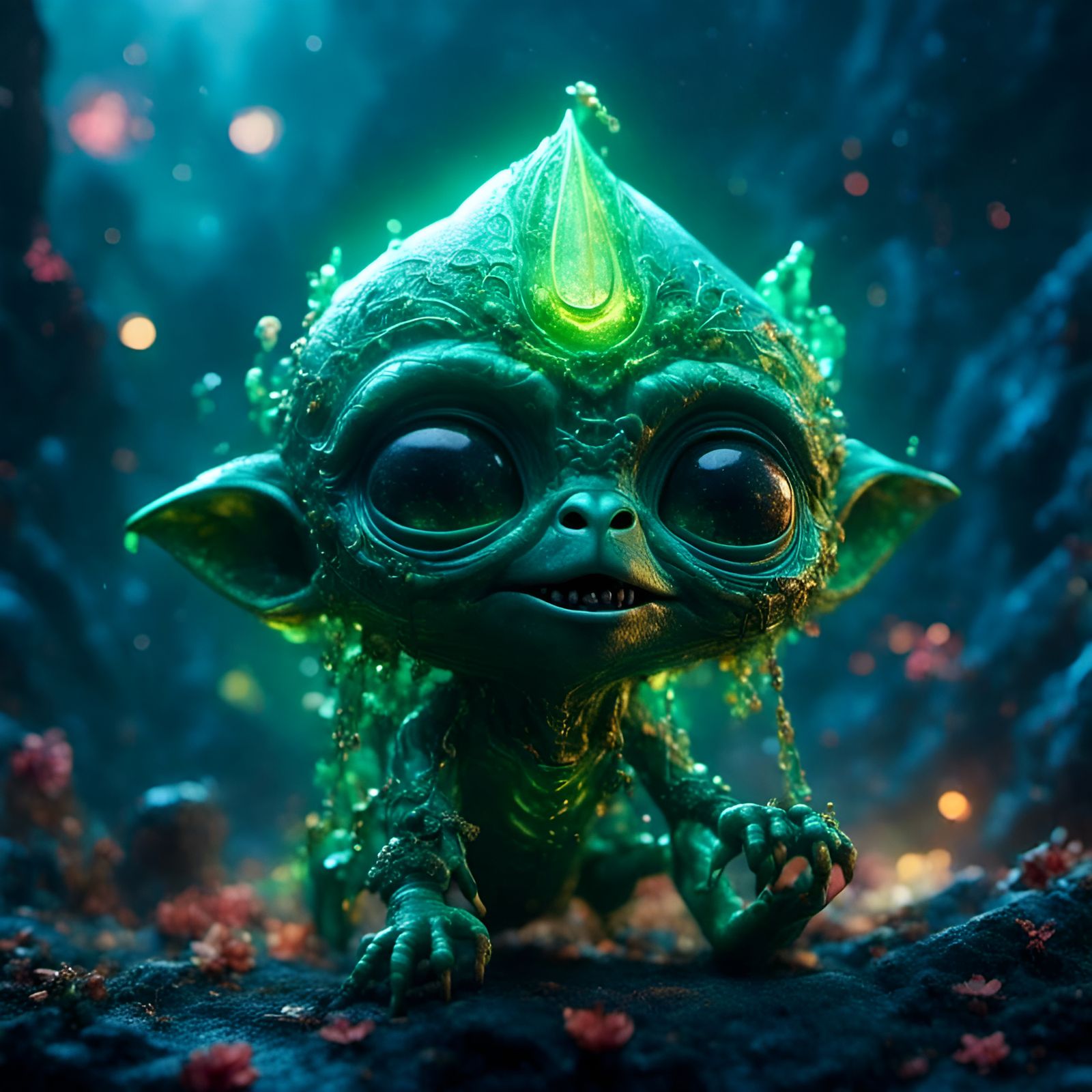 Cute Green Alien Emerges in Pixar-Style 3D Art