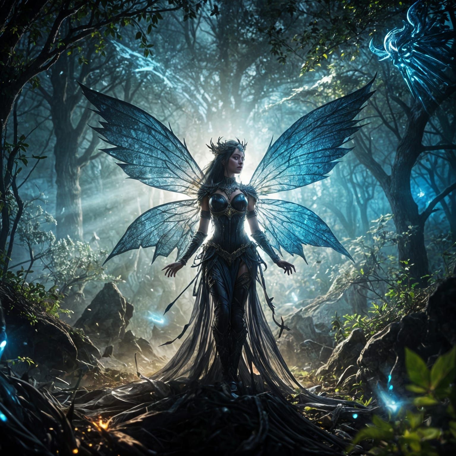 Armored Dark Elf Queen in Dark Fantasy Style