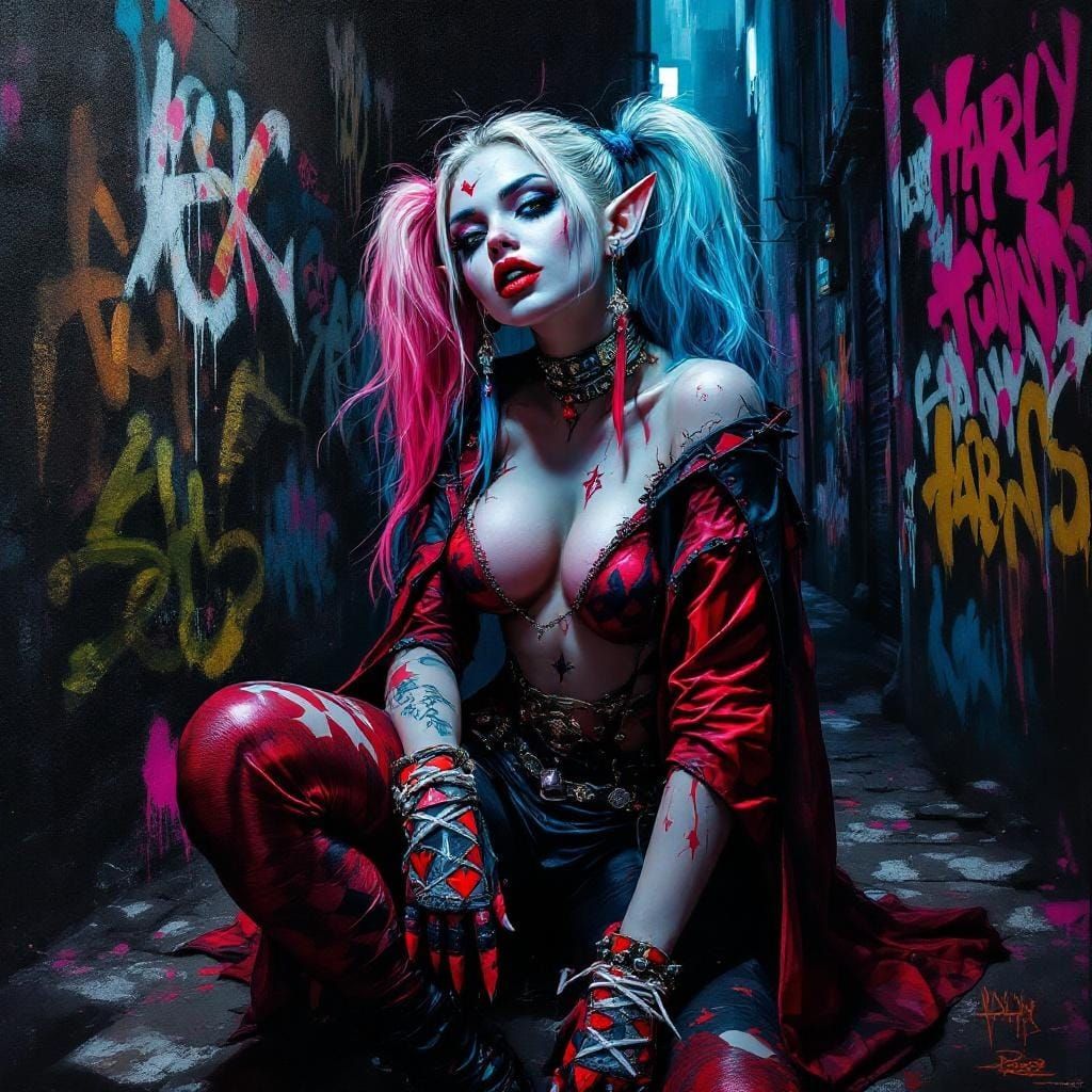 Evil Elf in Graffiti Alley, Splash Art Style