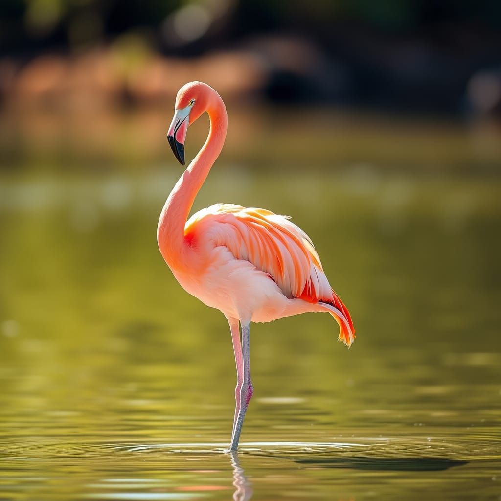 Elegant Pink Flamingo in Warm Natural Light