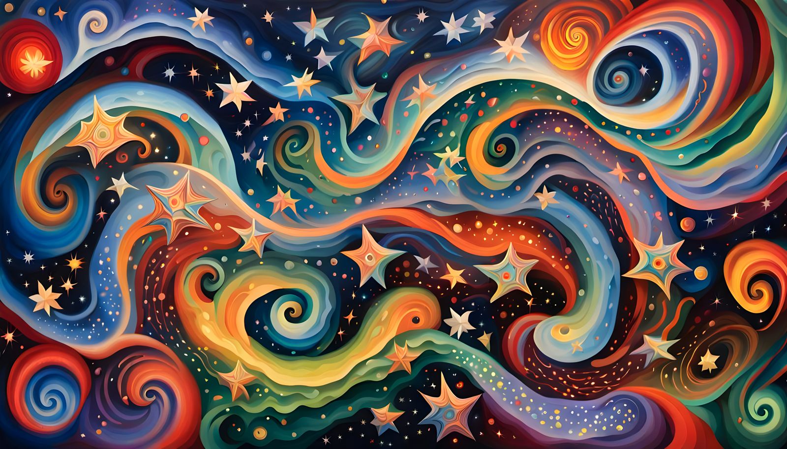 Iridescent Star Cluster in Aboriginal Impasto Painting