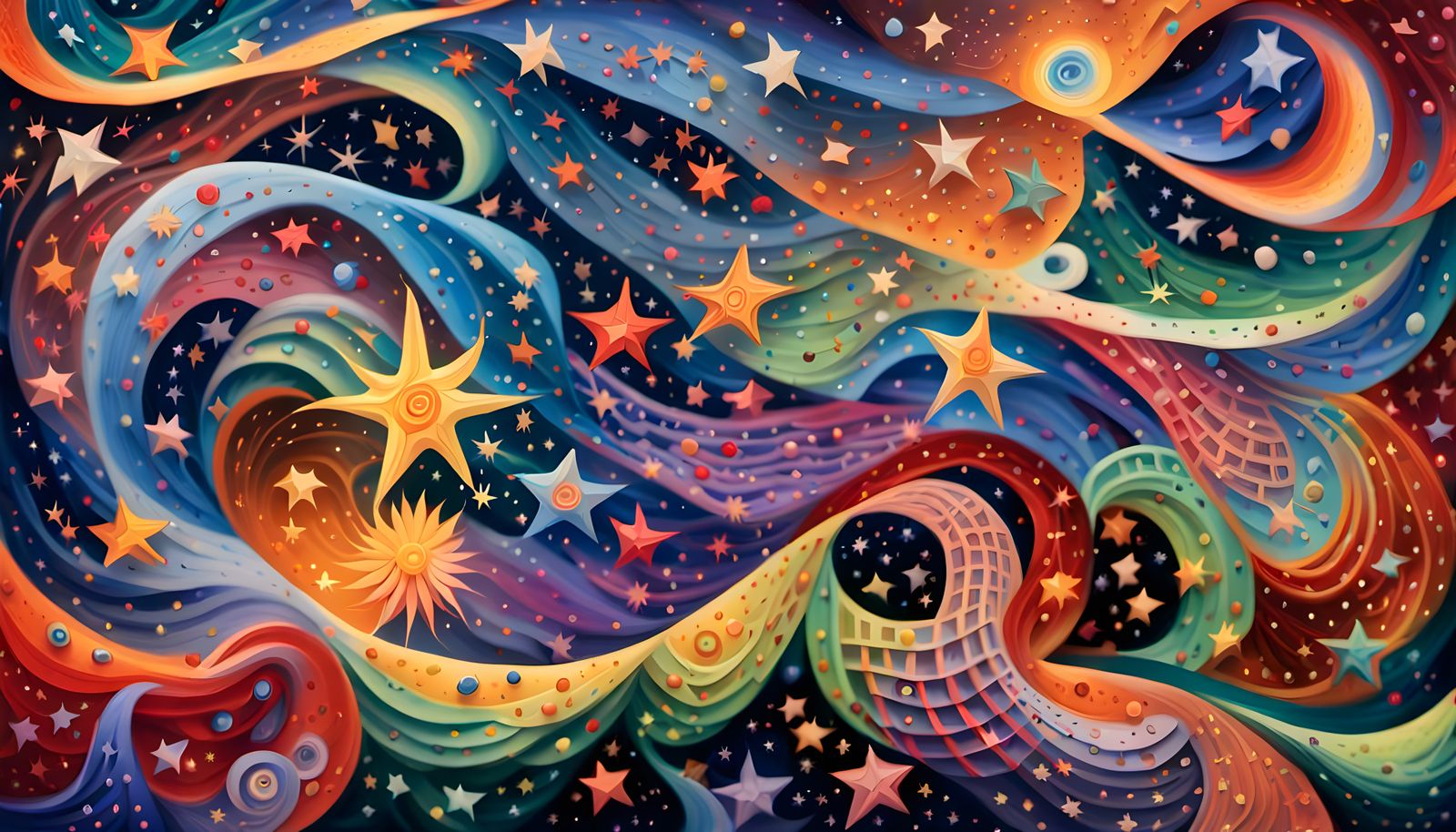 Iridescent Stars Form Abstract Shapes in Aboriginal Painting