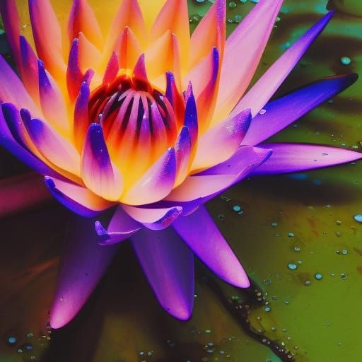 Surreal Psychedelic Water Lily Cosmic Bloom