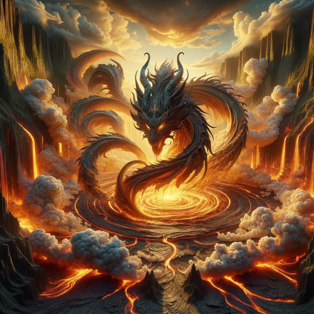 Ancient Dragon Emerges from Volcanic Crater in Unrealistic G...