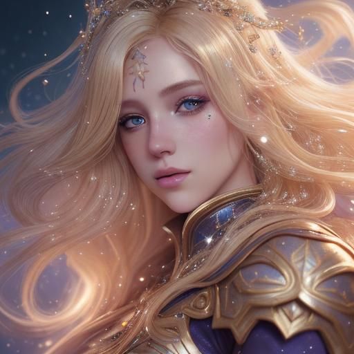 Blonde Woman with Sparkles, Detailed Fantasy Art