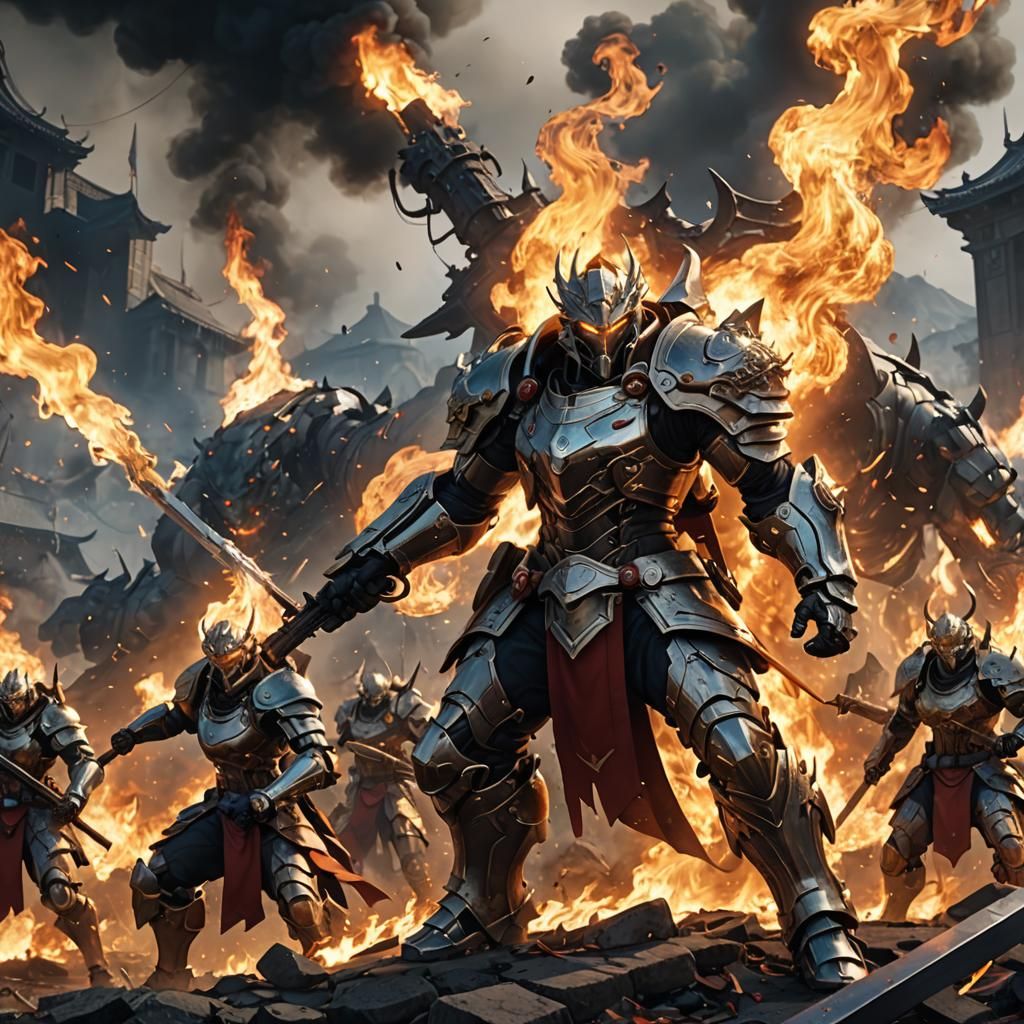 Burning Legion on a Battlefield: Anime-Inspired 3D Art