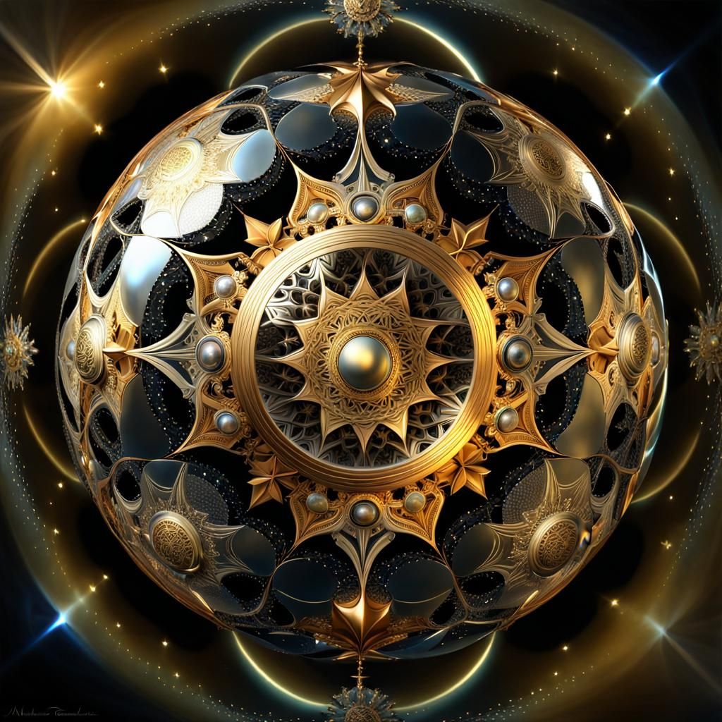 Antigrav Mandala Sphere in Gilded Tenebrism Style