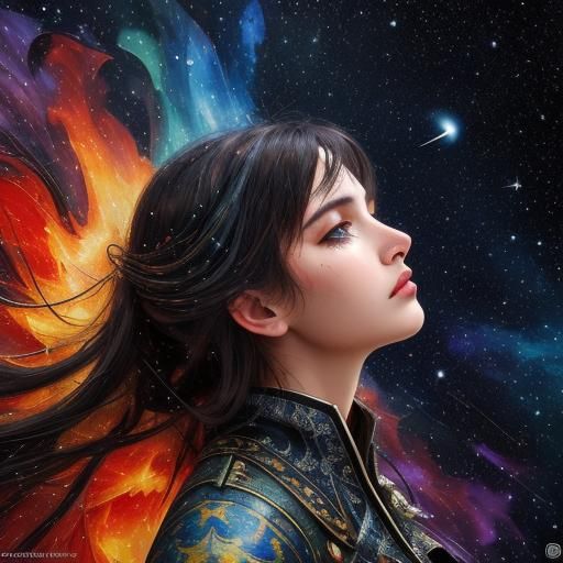 Melancholy Figure Reaching for Stars, Splash Art