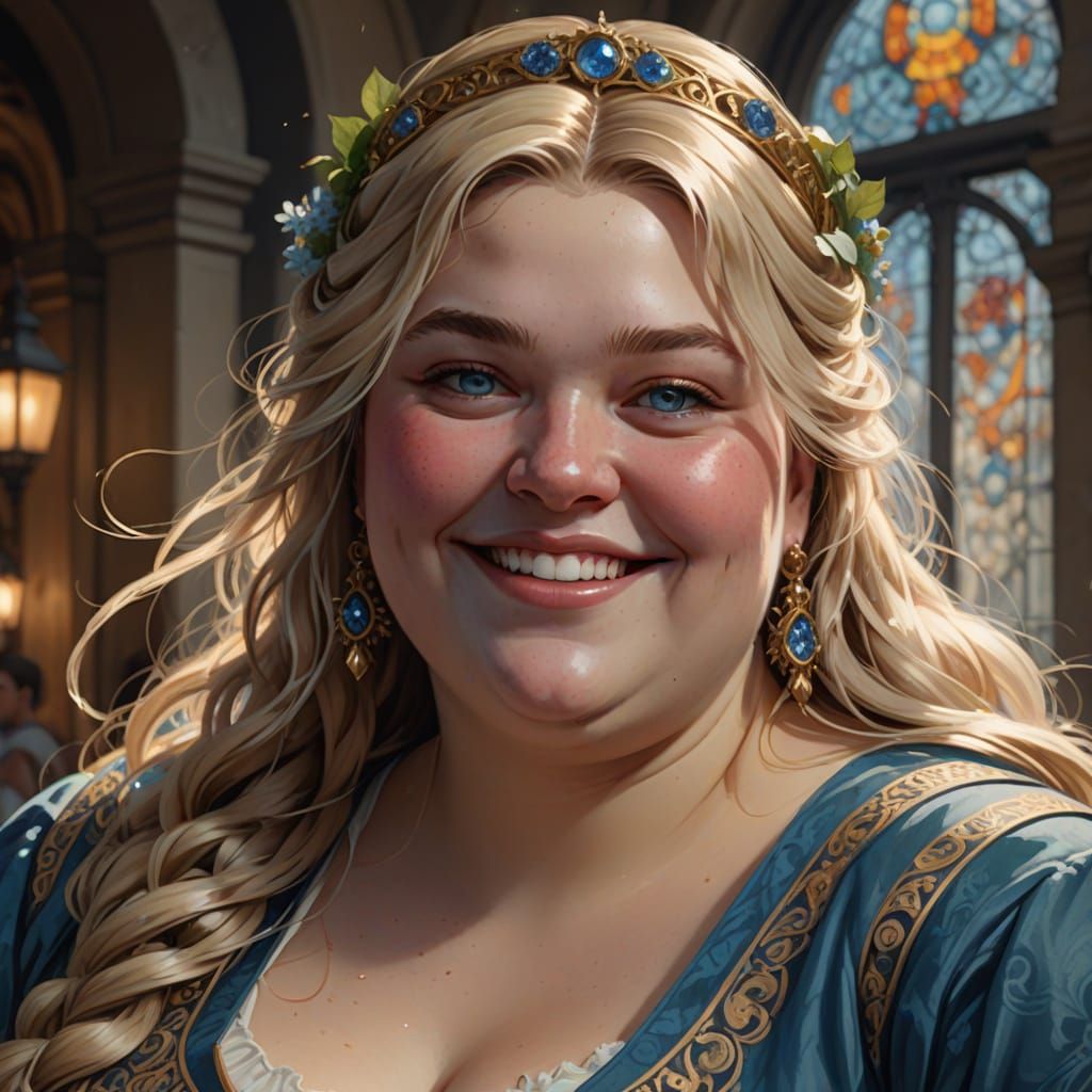 Obese French Girl in Roman Dress Portrait