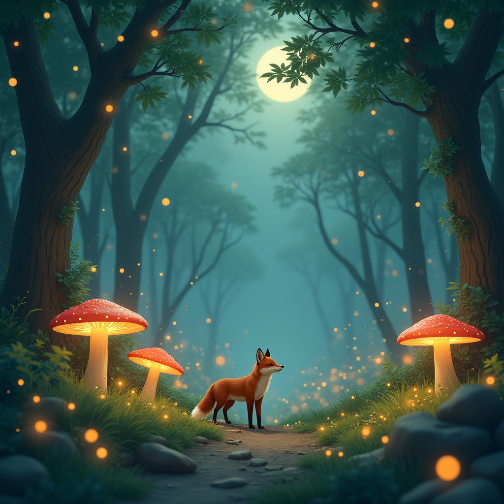 Magical Forest Fox in Studio Ghibli Style