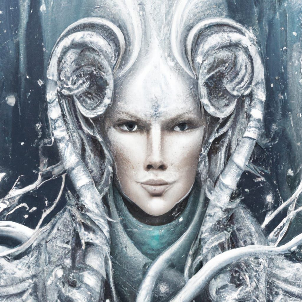 Chione, Goddess of Winter, in Aetherpunk Style