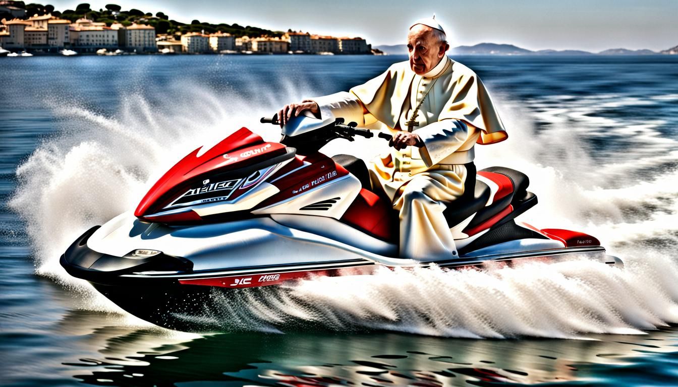 Pope Rides Jet Ski on French Riviera