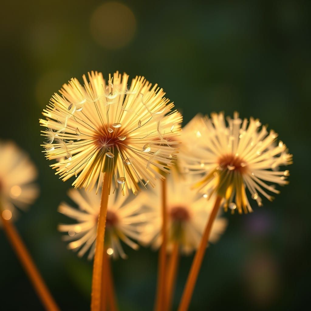 Golden Dandelions in Soft Dawn Light