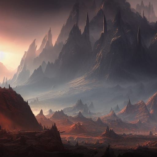 Detailed Matte Painting of a Fantastical World War