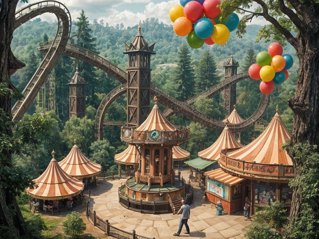 Historical extreme theme park in a forest