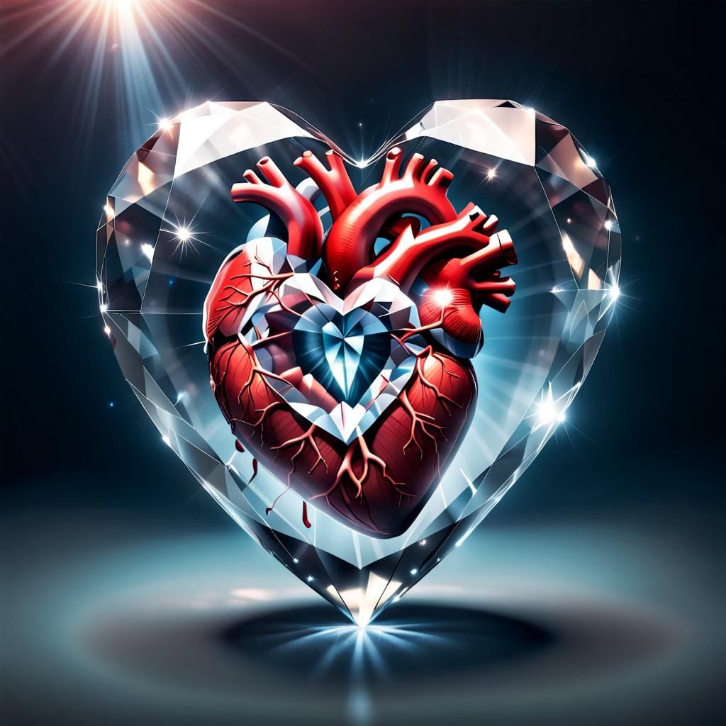 Radiant Heart Crystal Floating in Air