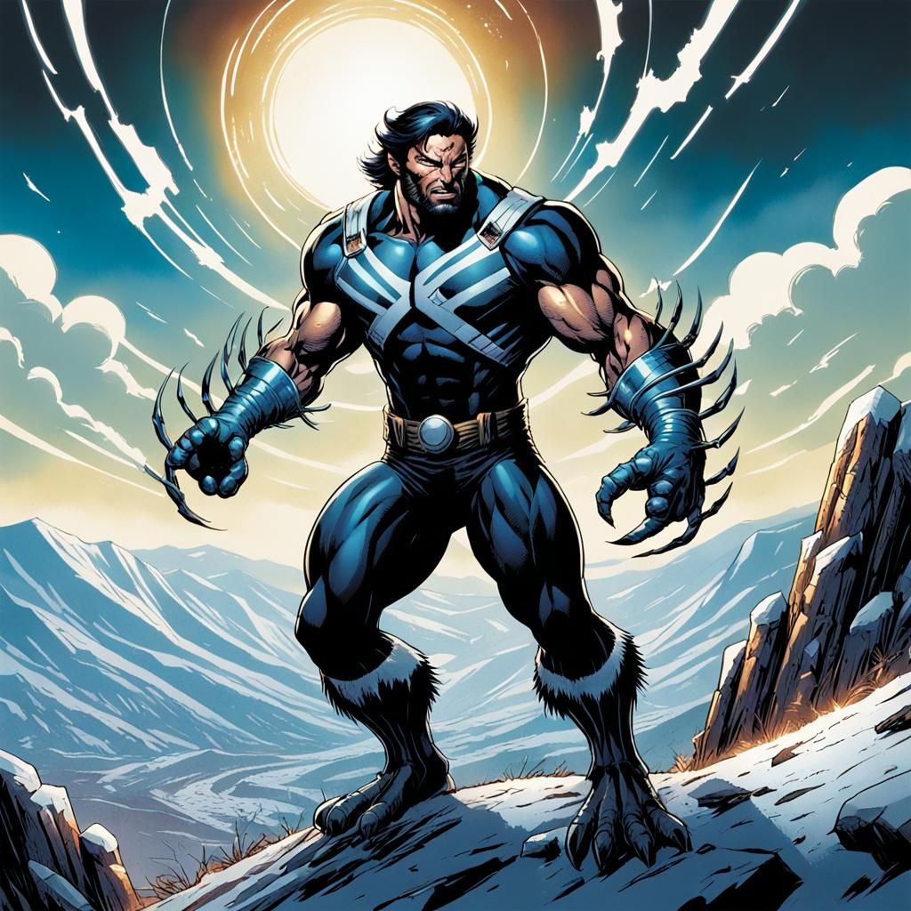 Wolverine Ready to Fight in Comic Book Art Style