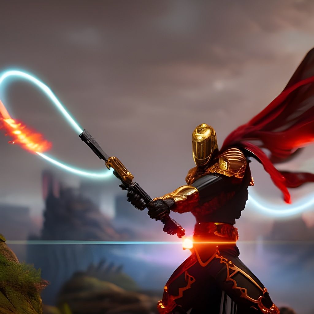 Hyperrealistic Gladiator Mulan in a Sci-Fi Action Scene