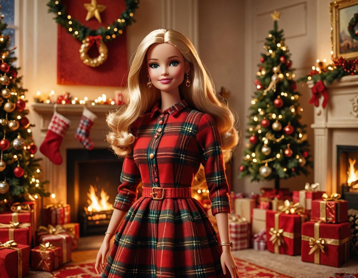 Barbie Celebrates Christmas in a Festive Portrait