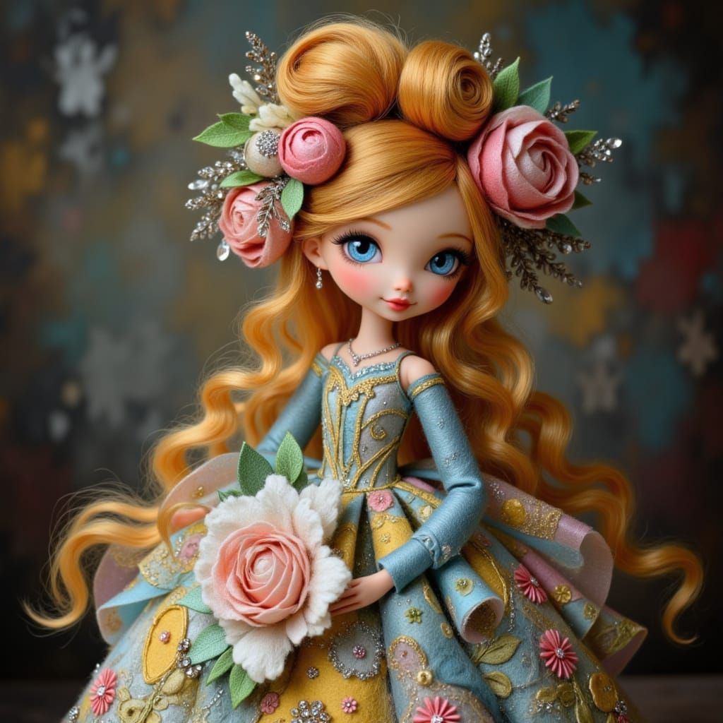 Glamorous Lenci Doll in Embellished Evening Gown