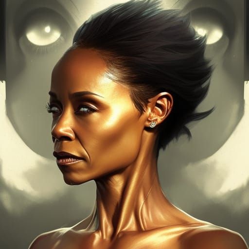Demonic Jada Pinkett Smith Portrait in Art Nouveau Style