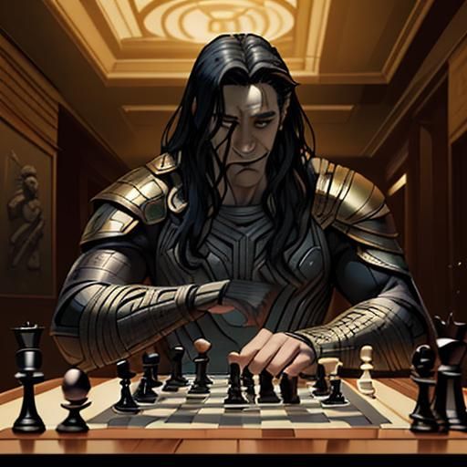 Thor and Loki Play Chess in Valhalla