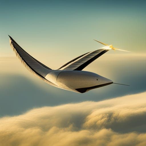 Airplane with Bird Wings Hybrid Design