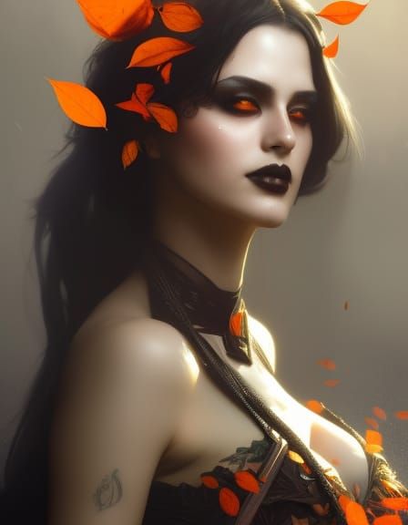 Gothic Autumn Portrait in Art Nouveau Style