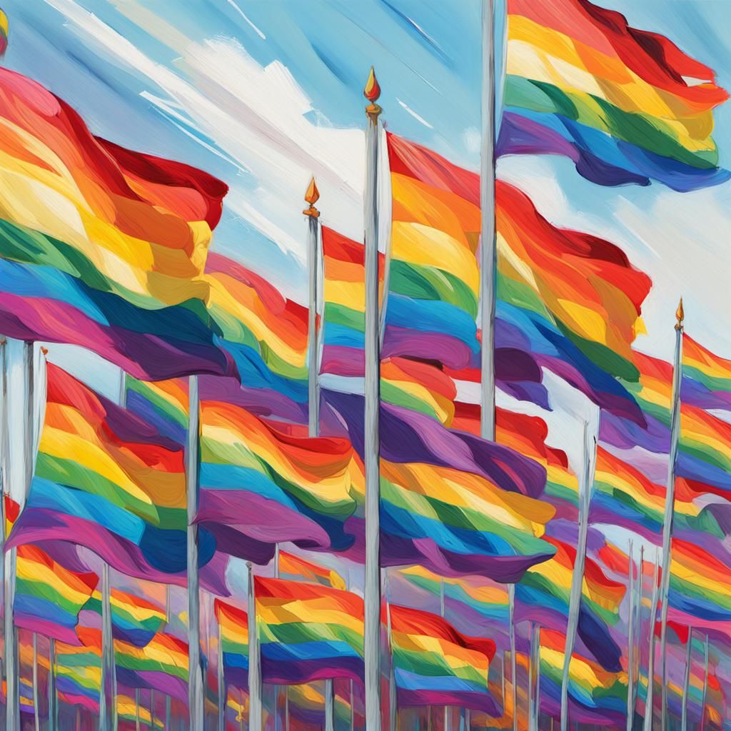 Colorful Pride Flags in Abstract Oil Painting Style